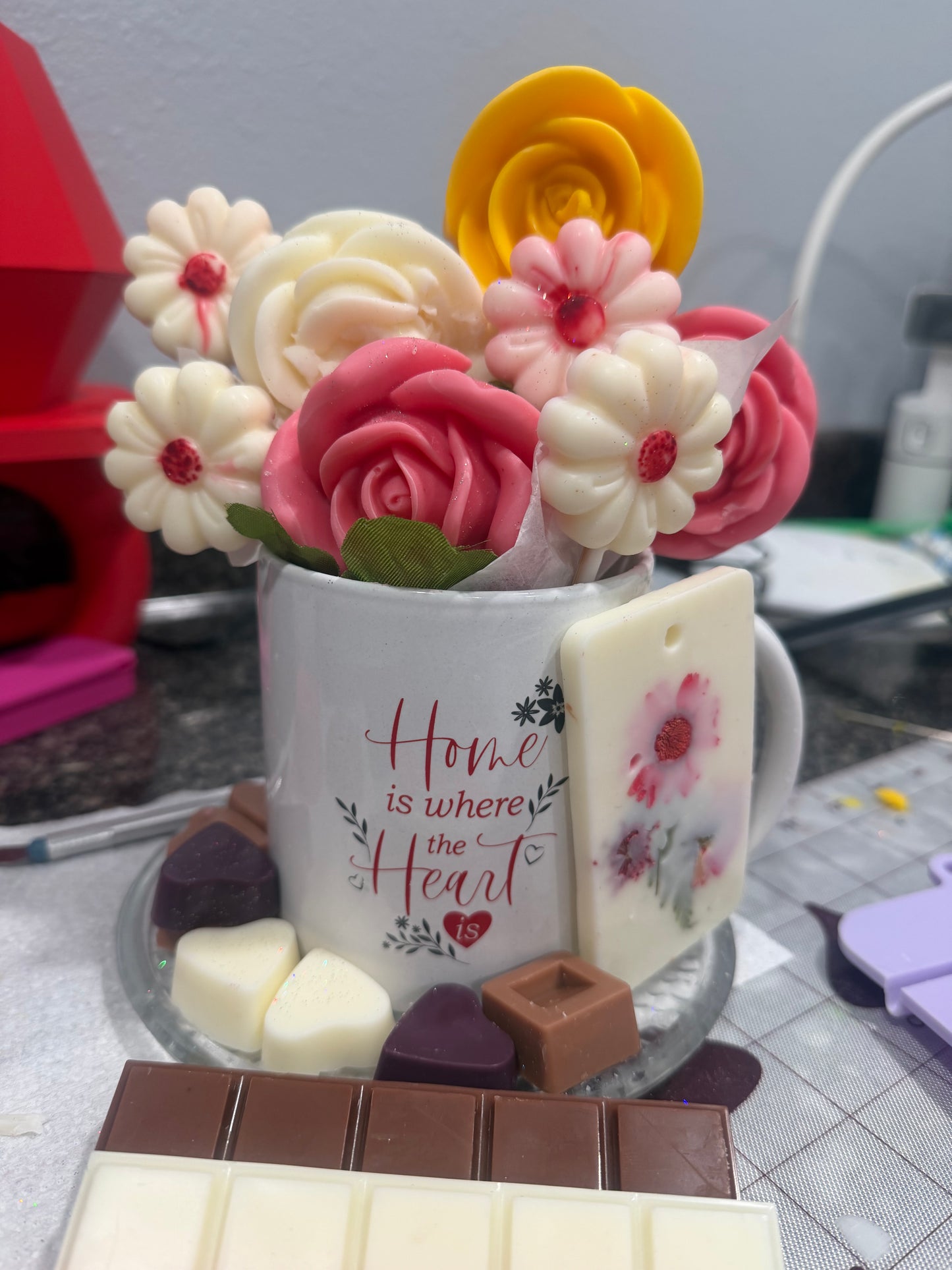 Flower bouquet wax melt candle
