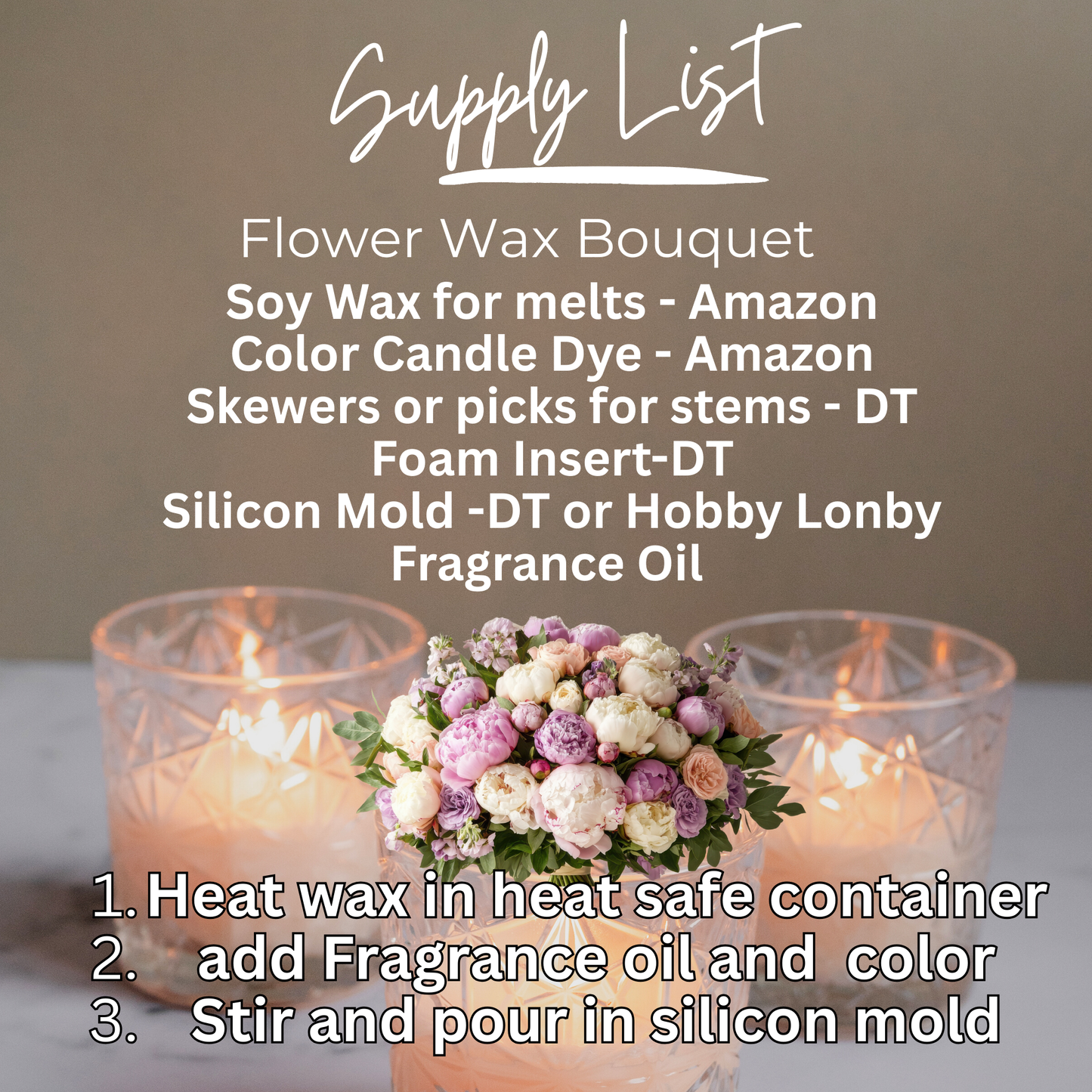 DIY Valentine wax melts supply list